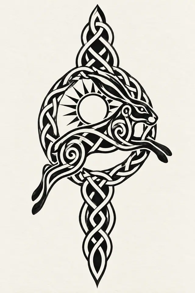Blackwork Celtic animal tattoo design for the forearm
