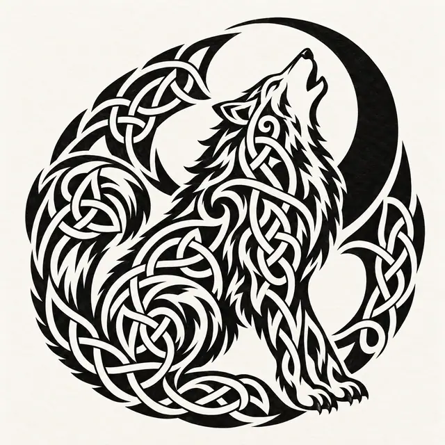 Blackwork Celtic animal tattoo design for the shoulder