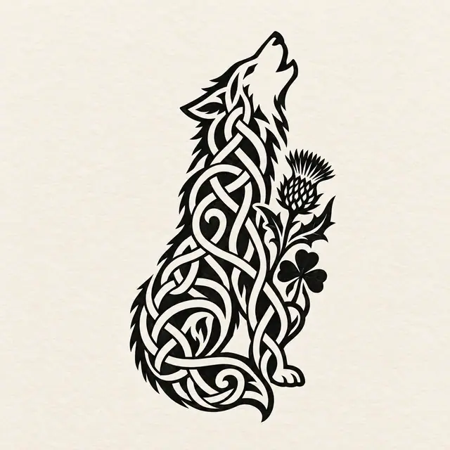 Blackwork Celtic animal tattoo design for the wrist