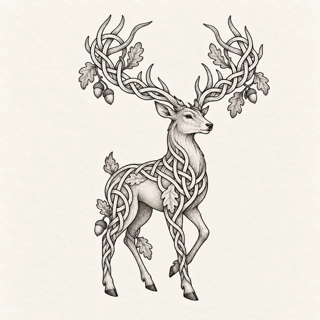 Dotwork Celtic animal tattoo design for the ankle