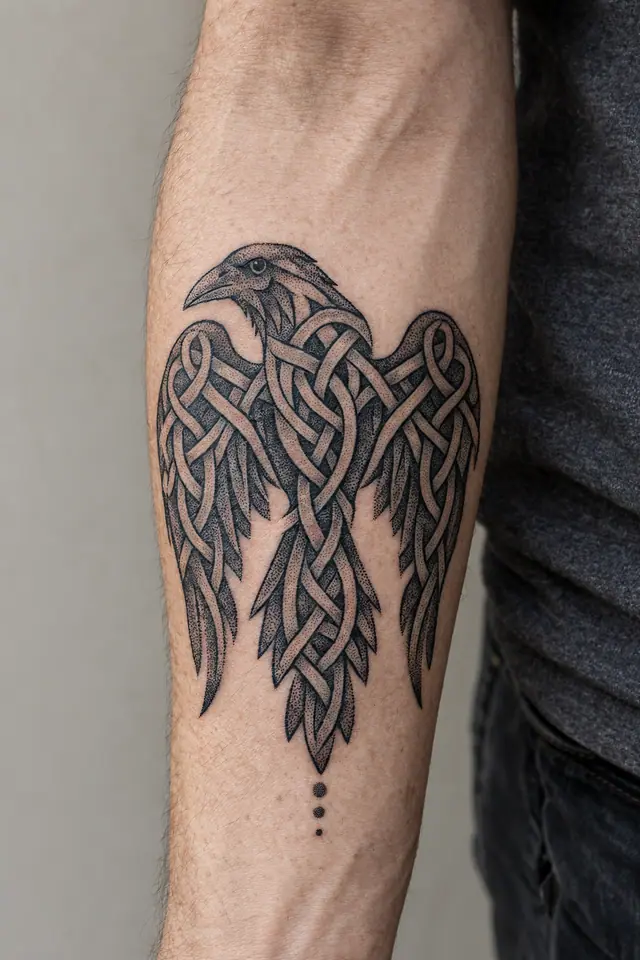 Dotwork Celtic animal tattoo on the forearm