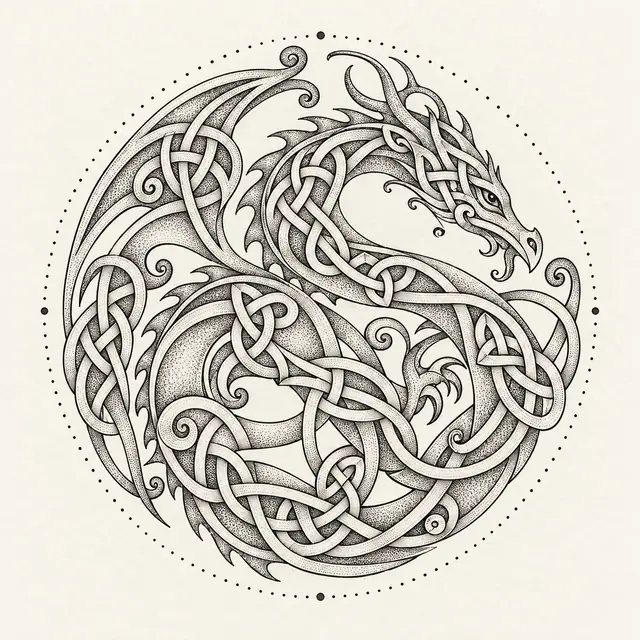 Dotwork Celtic animal tattoo design for the shoulder