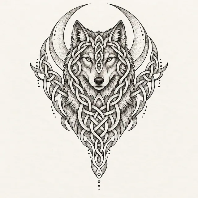 Dotwork Celtic animal tattoo design for the upper back