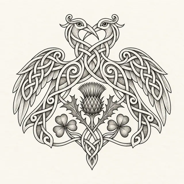 Dotwork Celtic animal tattoo design for the upper back