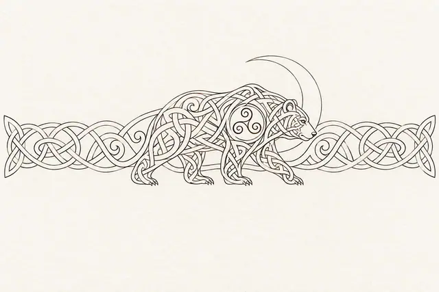 Fine-line Celtic animal tattoo design for the arm (armband)