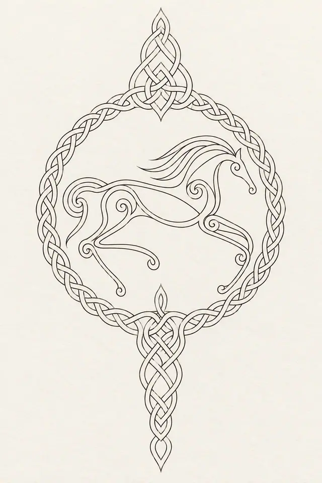 Fine-line Celtic animal tattoo design for the calf
