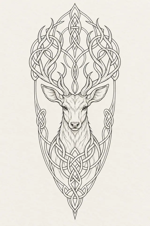 Fine-line Celtic animal tattoo design for the forearm