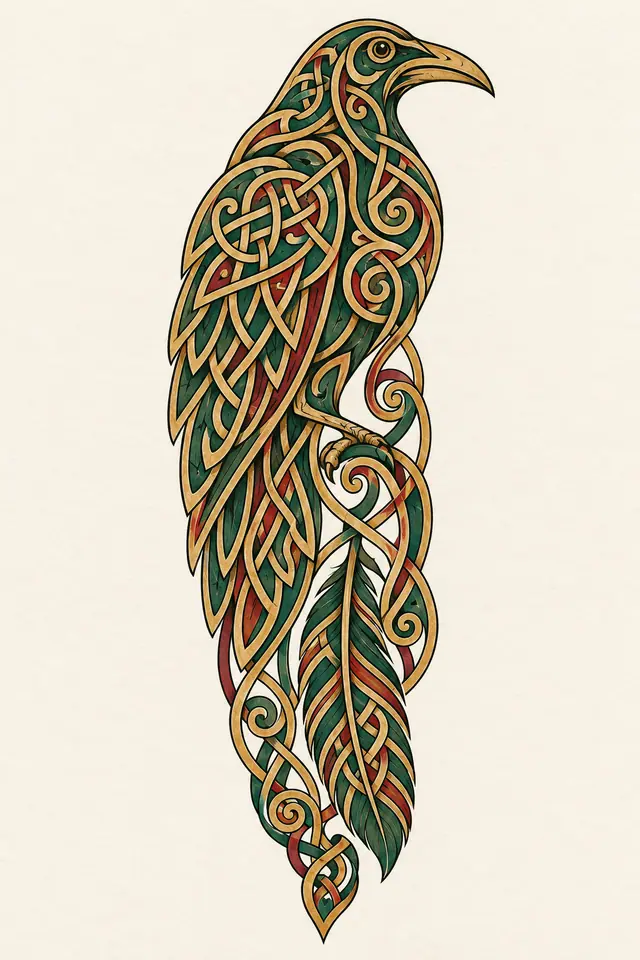 Color illuminated Celtic animal tattoo design for the forearm