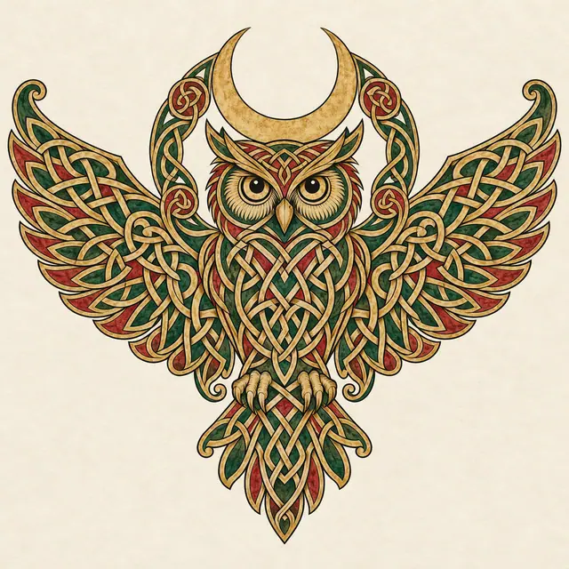 Color illuminated Celtic animal tattoo design for the upper back
