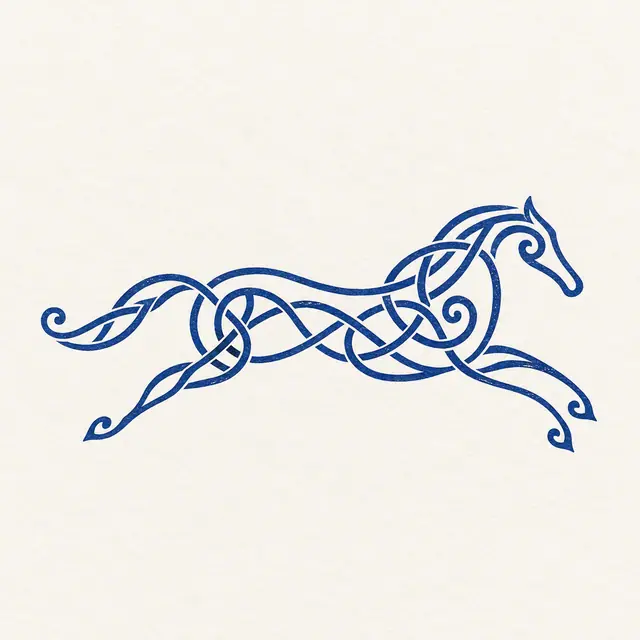 Woad blue Celtic animal tattoo design for the ankle