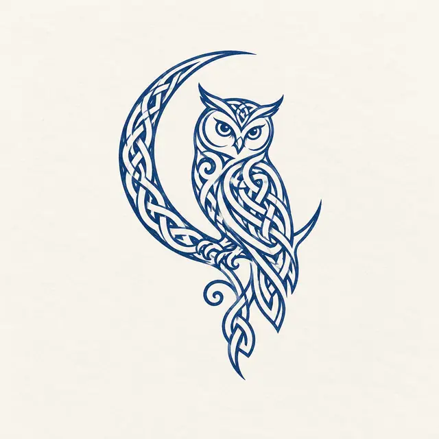 Woad blue Celtic animal tattoo design for the ankle