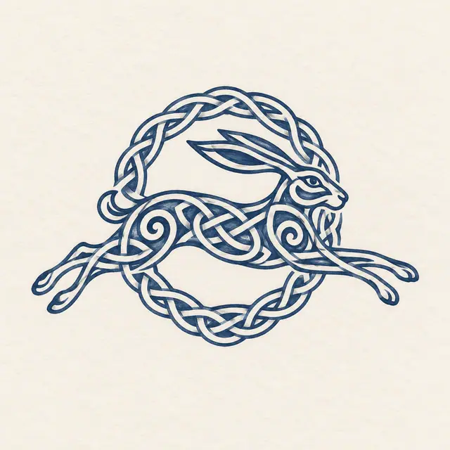 Woad blue Celtic animal tattoo design for the ankle
