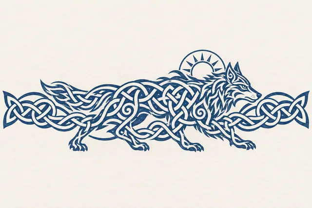 Woad blue Celtic animal tattoo design for the arm (armband)