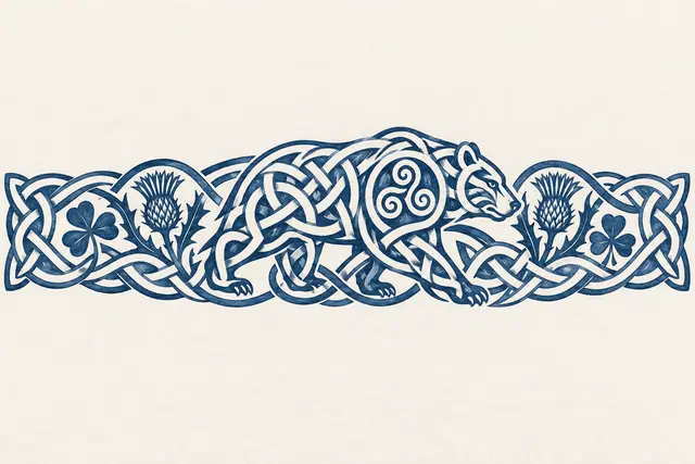 Woad blue Celtic animal tattoo design for the arm (armband)