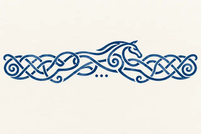 Woad blue Celtic animal tattoo design for the arm (armband)