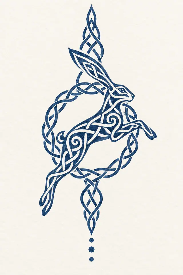 Woad blue Celtic animal tattoo design for the forearm