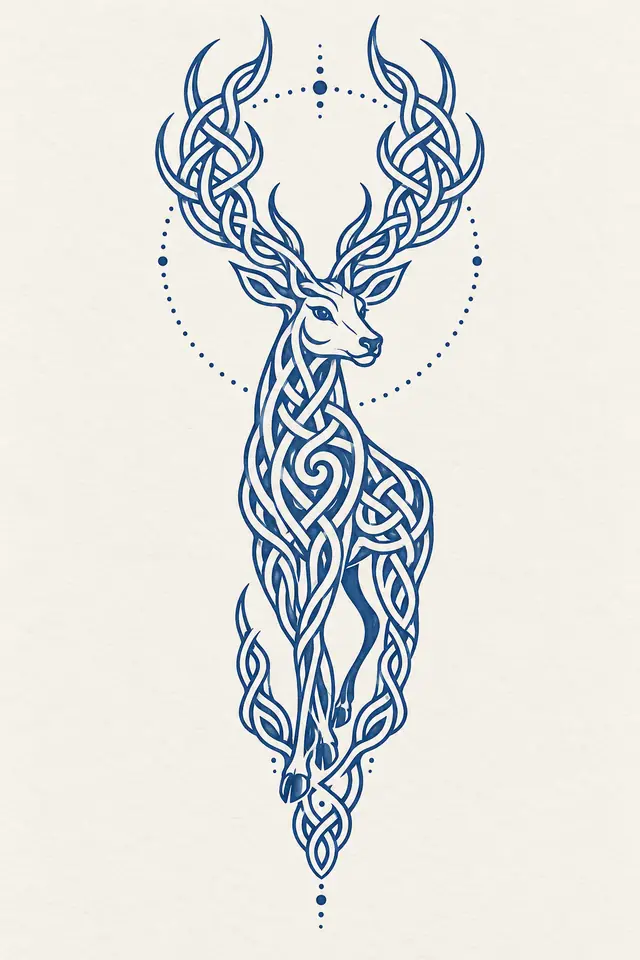 Woad blue Celtic animal tattoo design for the forearm