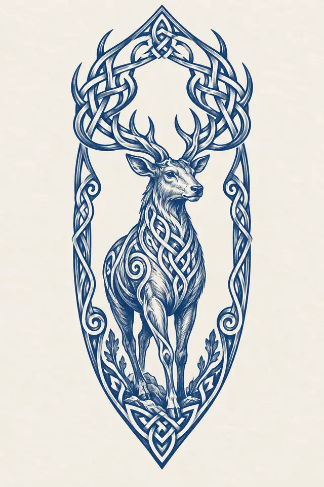 Woad blue Celtic animal tattoo design for the forearm