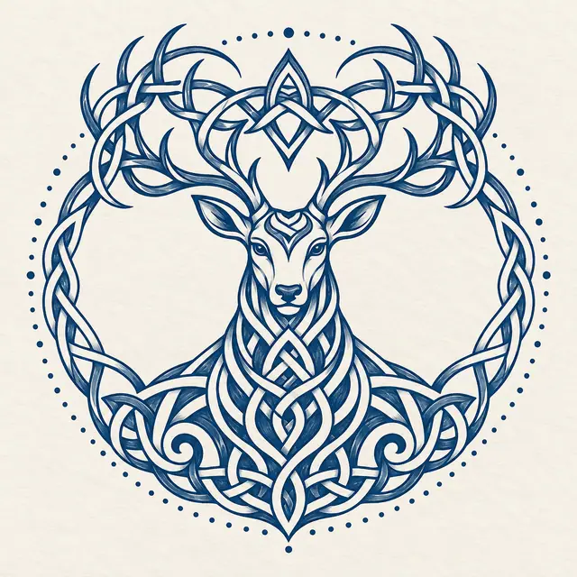 Woad blue Celtic animal tattoo design for the shoulder