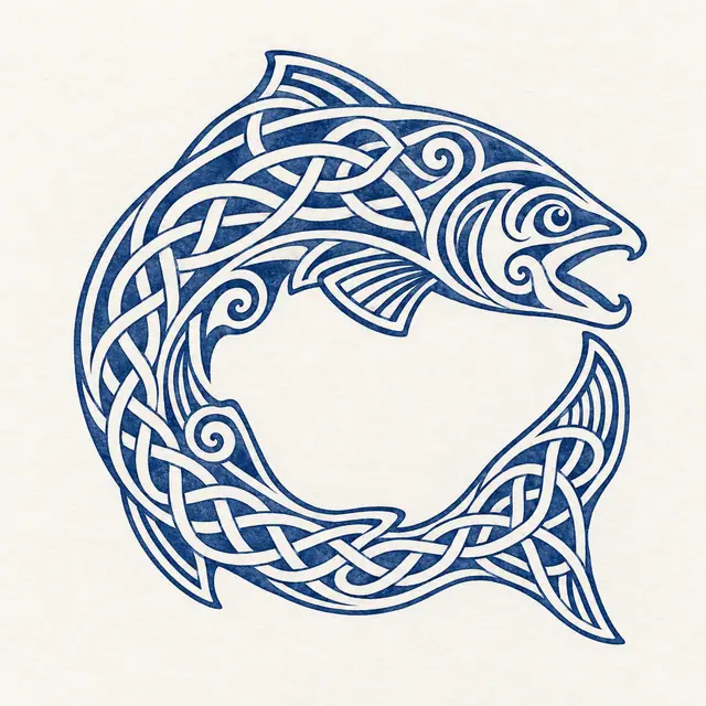 Woad blue Celtic animal tattoo design for the shoulder