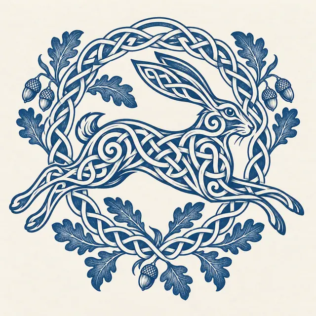 Woad blue Celtic animal tattoo design for the shoulder