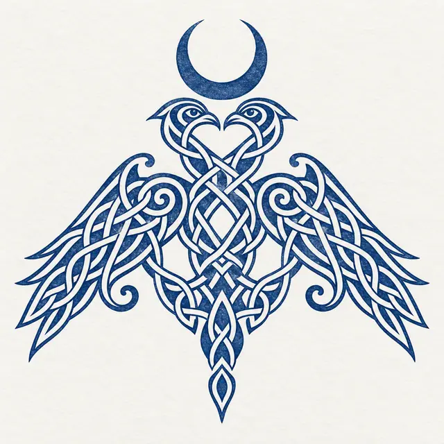 Woad blue Celtic animal tattoo design for the upper back