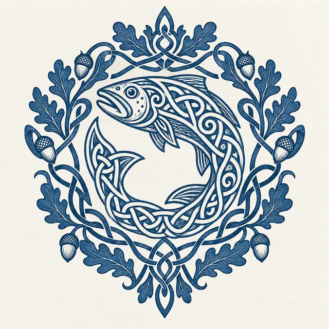 Woad blue Celtic animal tattoo design for the upper back