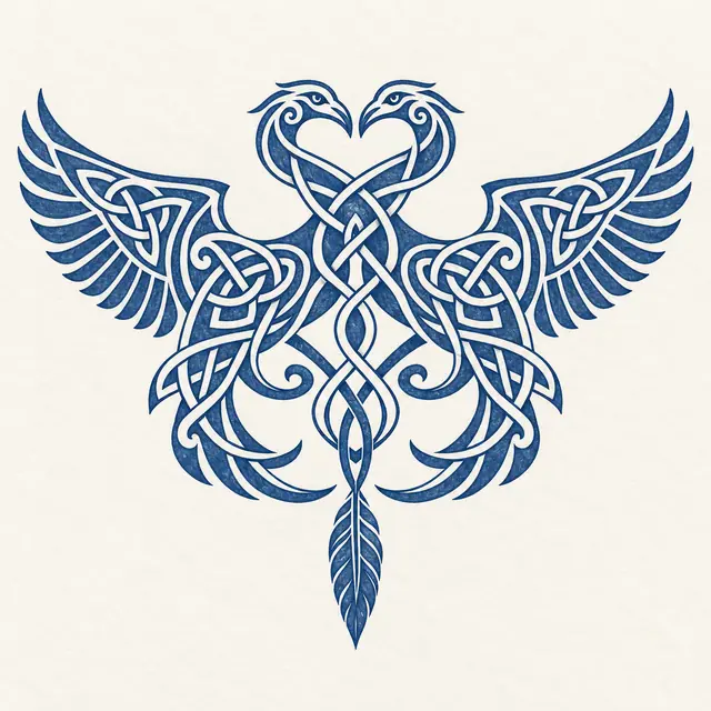 Woad blue Celtic animal tattoo design for the upper back