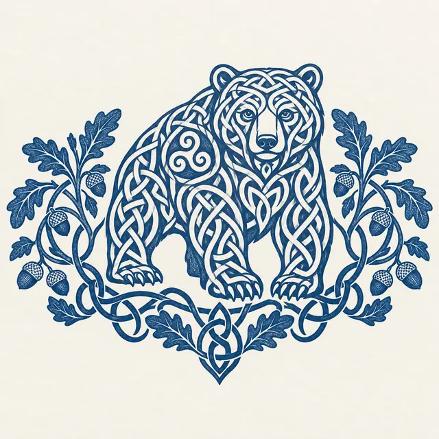 Woad blue Celtic animal tattoo design for the upper back