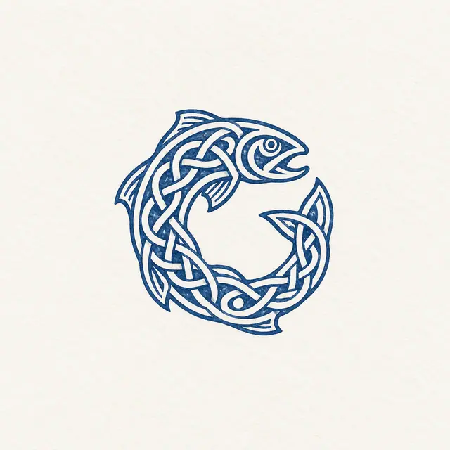 Woad blue Celtic animal tattoo design for the wrist