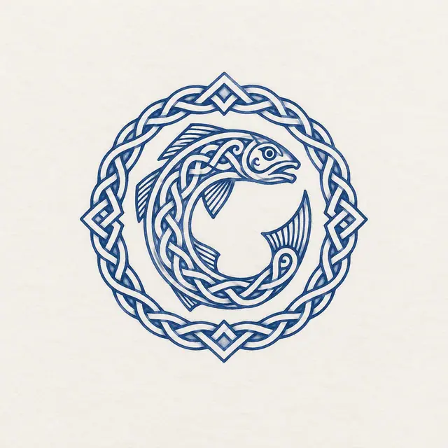 Woad blue Celtic animal tattoo design for the wrist
