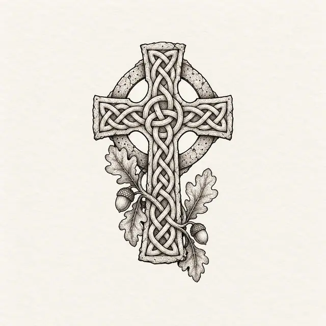 Dotwork Celtic cross tattoo design for the wrist