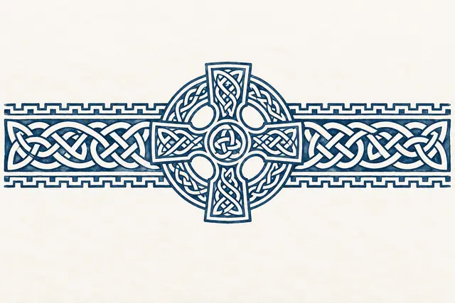 Woad blue Celtic cross tattoo design for the arm (armband)