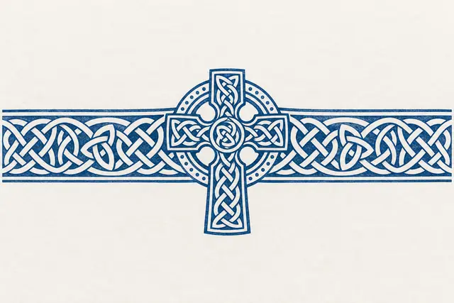 Woad blue Celtic cross tattoo design for the arm (armband)