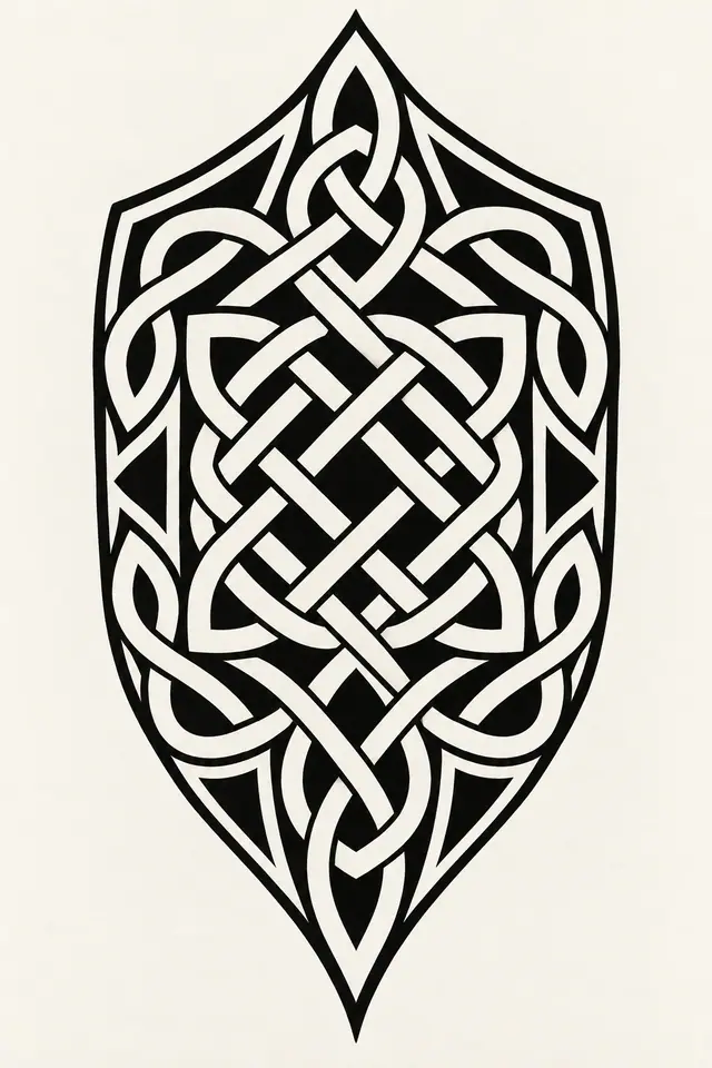Blackwork Celtic knot tattoo design for the calf
