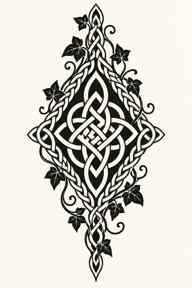 Blackwork Celtic knot tattoo design for the calf