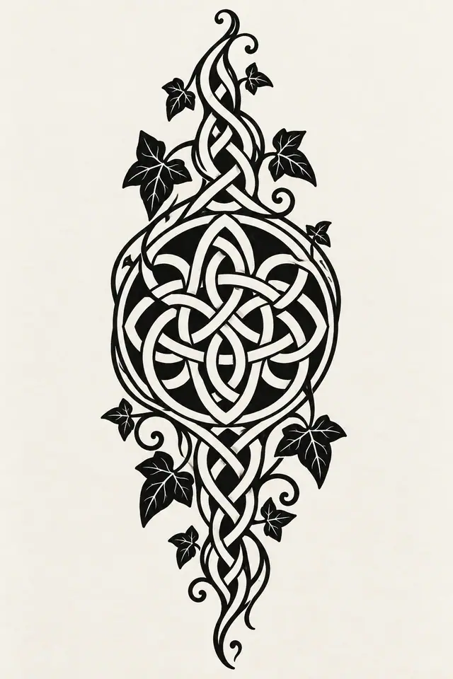 Blackwork Celtic knot tattoo design for the calf