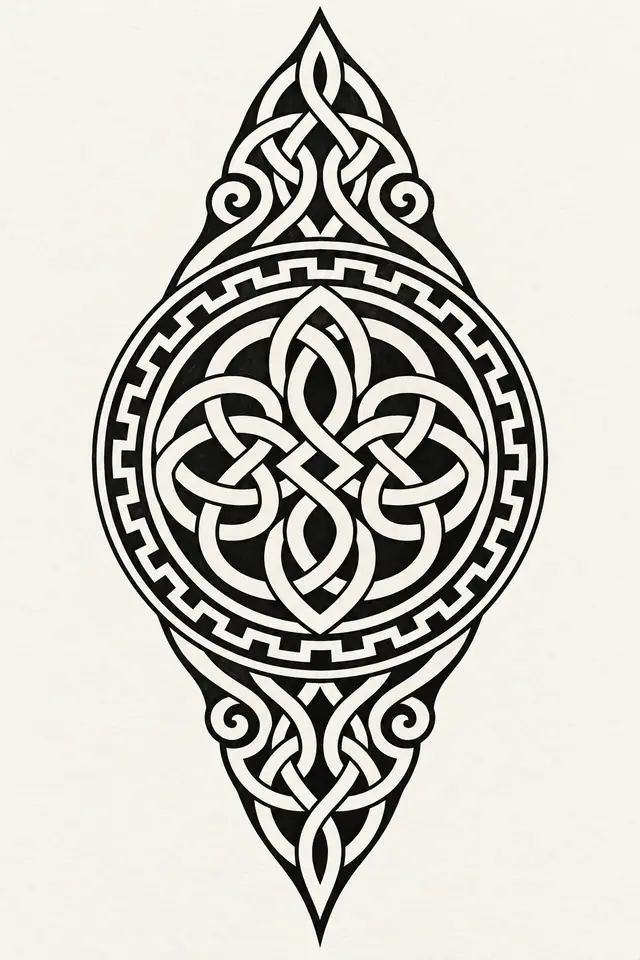 Blackwork Celtic knot tattoo design for the calf