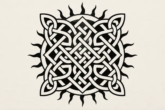 Blackwork Celtic knot tattoo design for the chest
