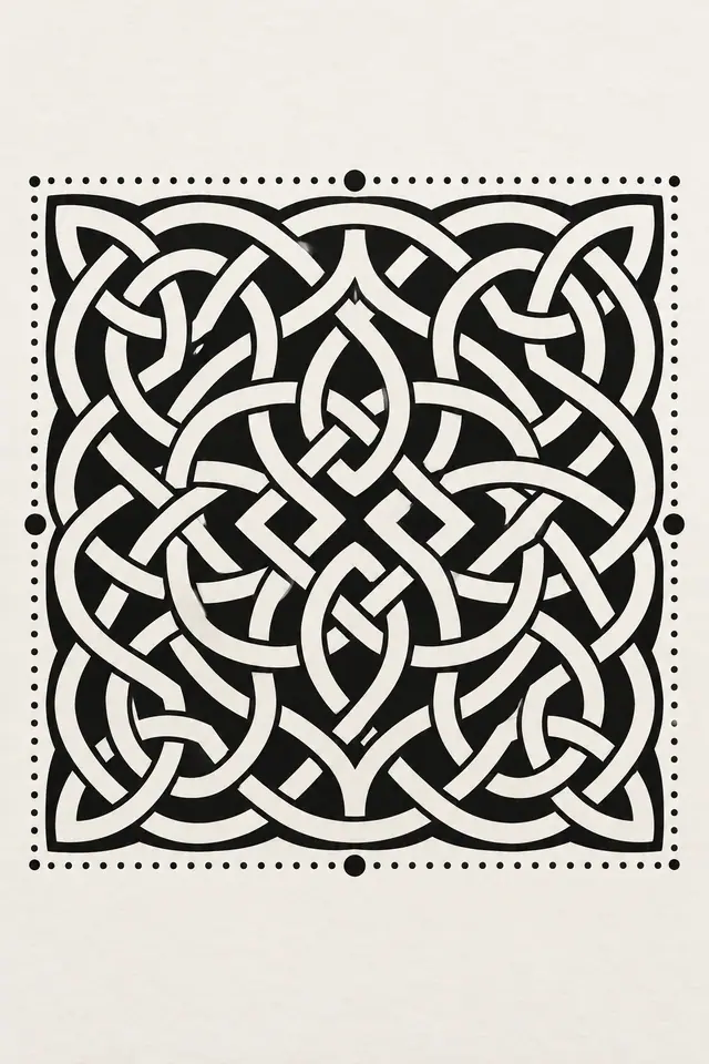 Blackwork Celtic knot tattoo design for the upper arm (half sleeve)