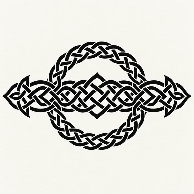 Blackwork Celtic knot tattoo design for the upper back