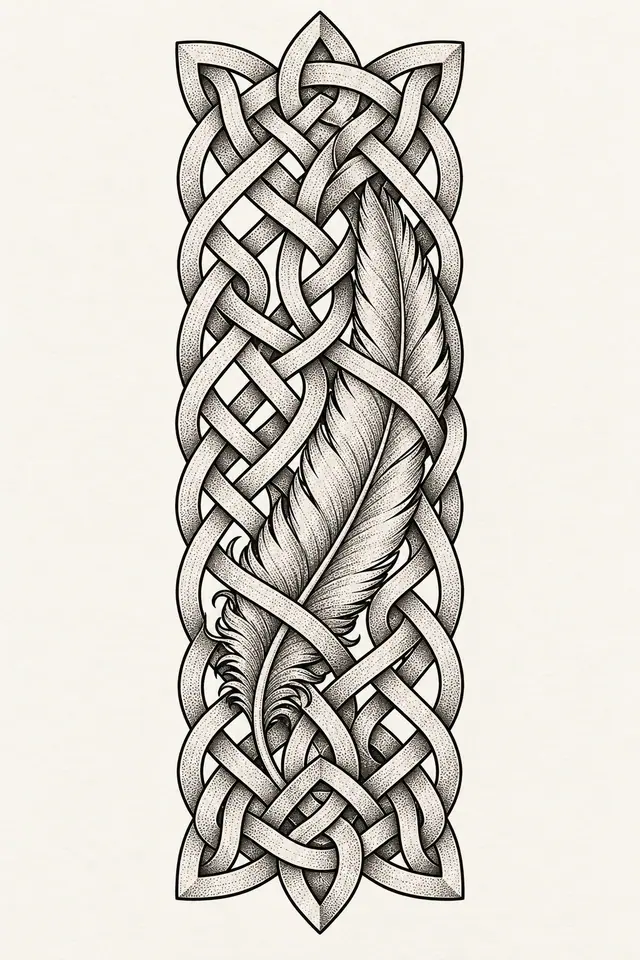 Dotwork Celtic knot tattoo design for the calf