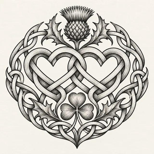 Dotwork Celtic knot tattoo design for the shoulder