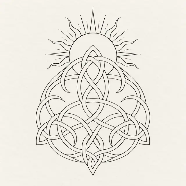 Fine-line Celtic knot tattoo design for the shoulder