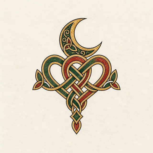 Color illuminated Celtic knot tattoo design for the ankle