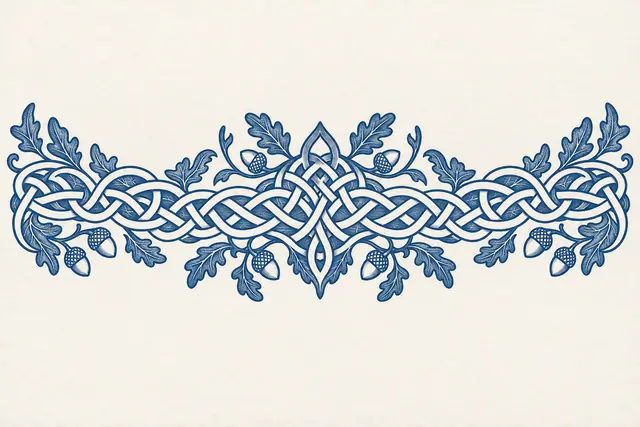 Woad blue Celtic knot tattoo design for the chest
