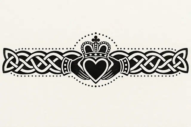 Blackwork Claddagh tattoo design for the arm (armband)