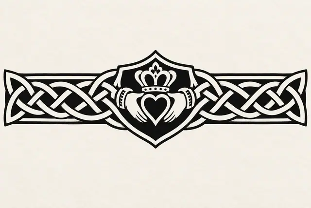 Blackwork Claddagh tattoo design for the arm (armband)