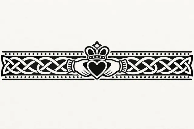 Blackwork Claddagh tattoo design for the arm (armband)