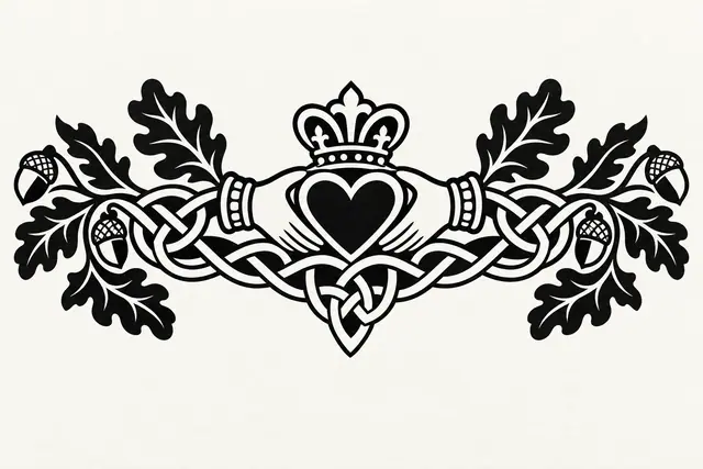 Blackwork Claddagh tattoo design for the chest